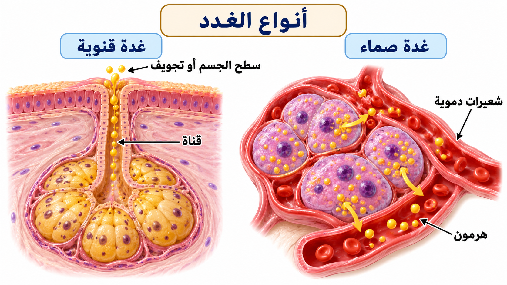 أنواع الغدد قنوية وصماء