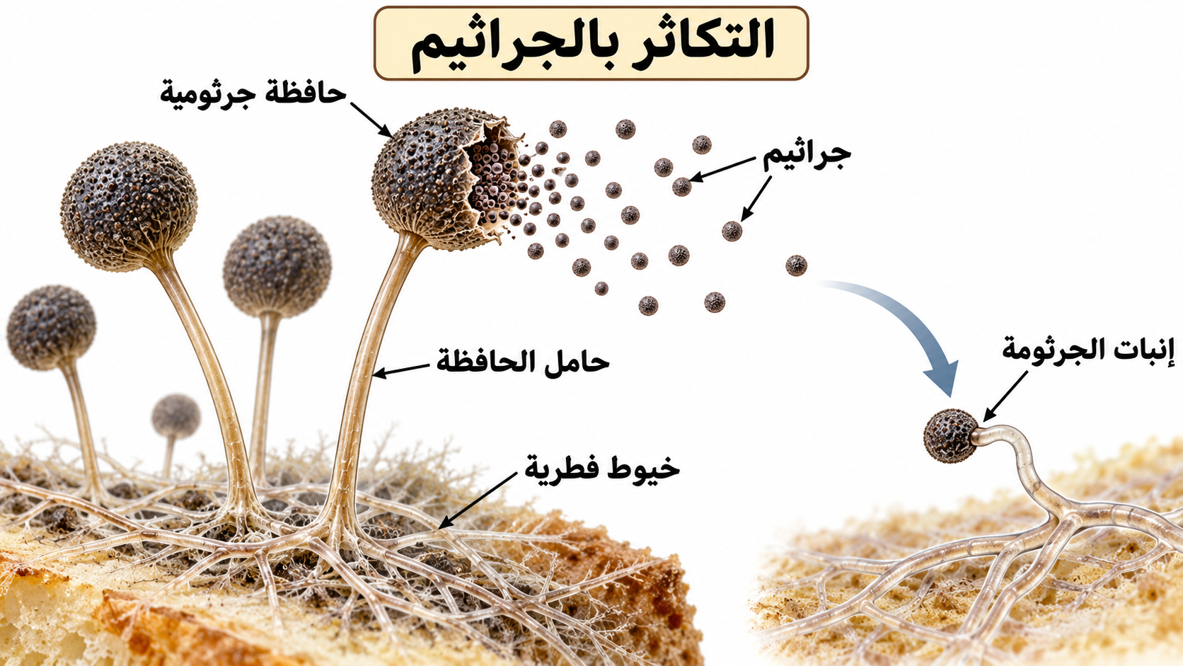 التكاثر بالجراثيم في عفن الخبز