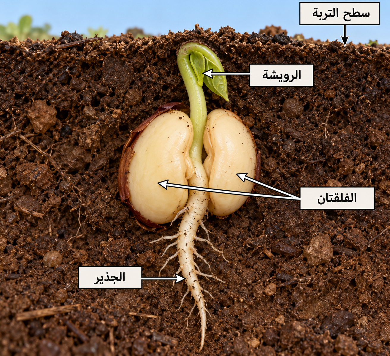 إنبات بذرة الفول