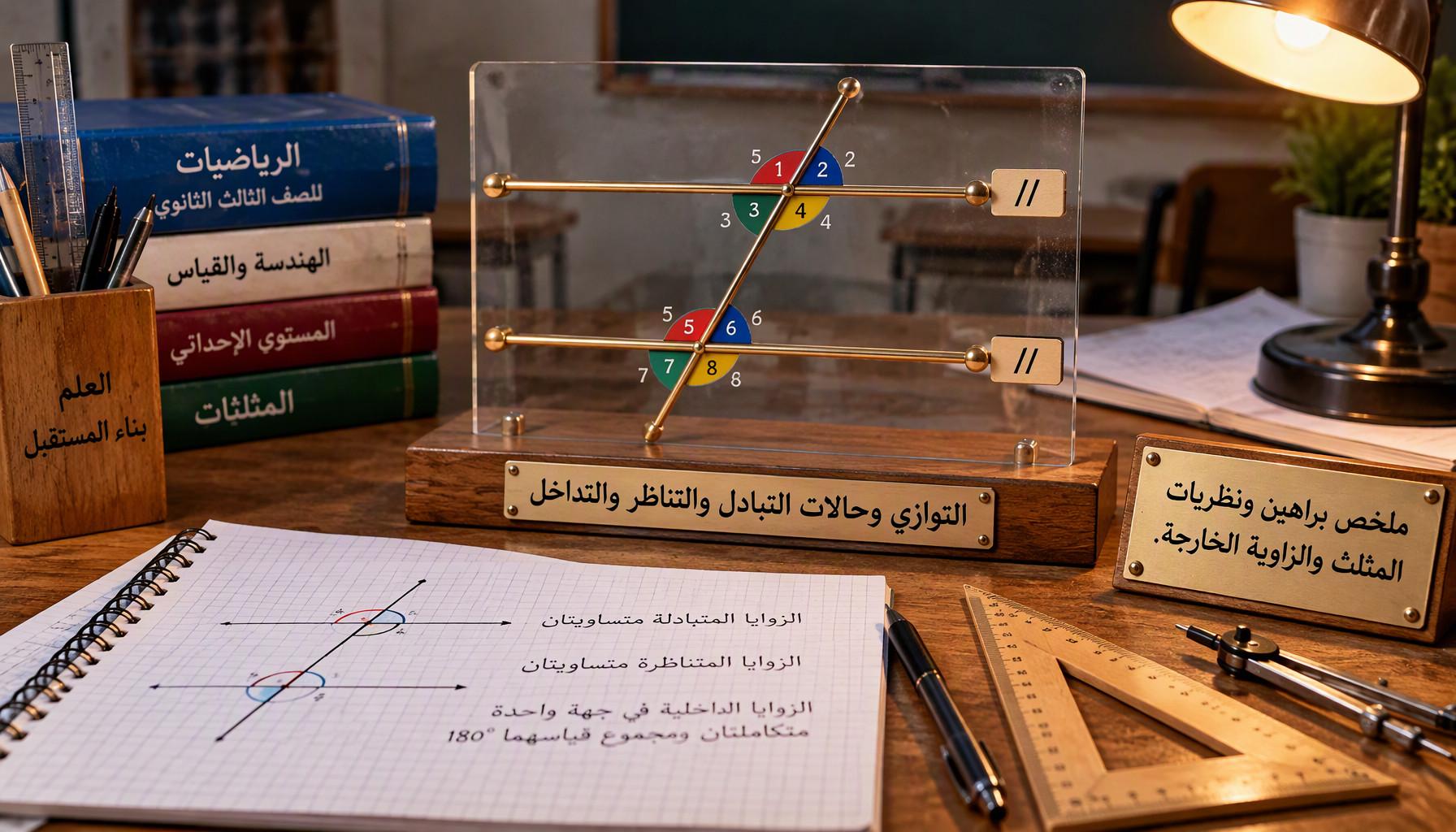 التوازي ونظريات القاطع والزوايا المتبادلة والمتناظرة