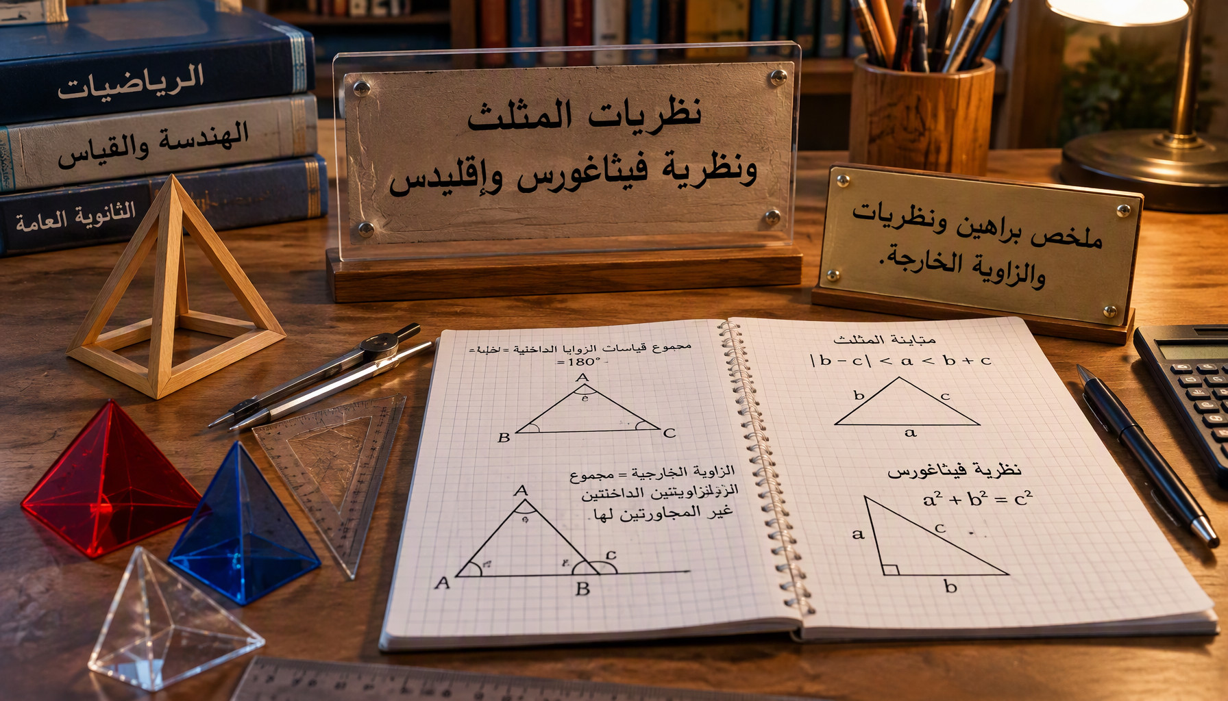 نظريات المثلث ومتباينة المثلث وفيثاغورس وإقليدس