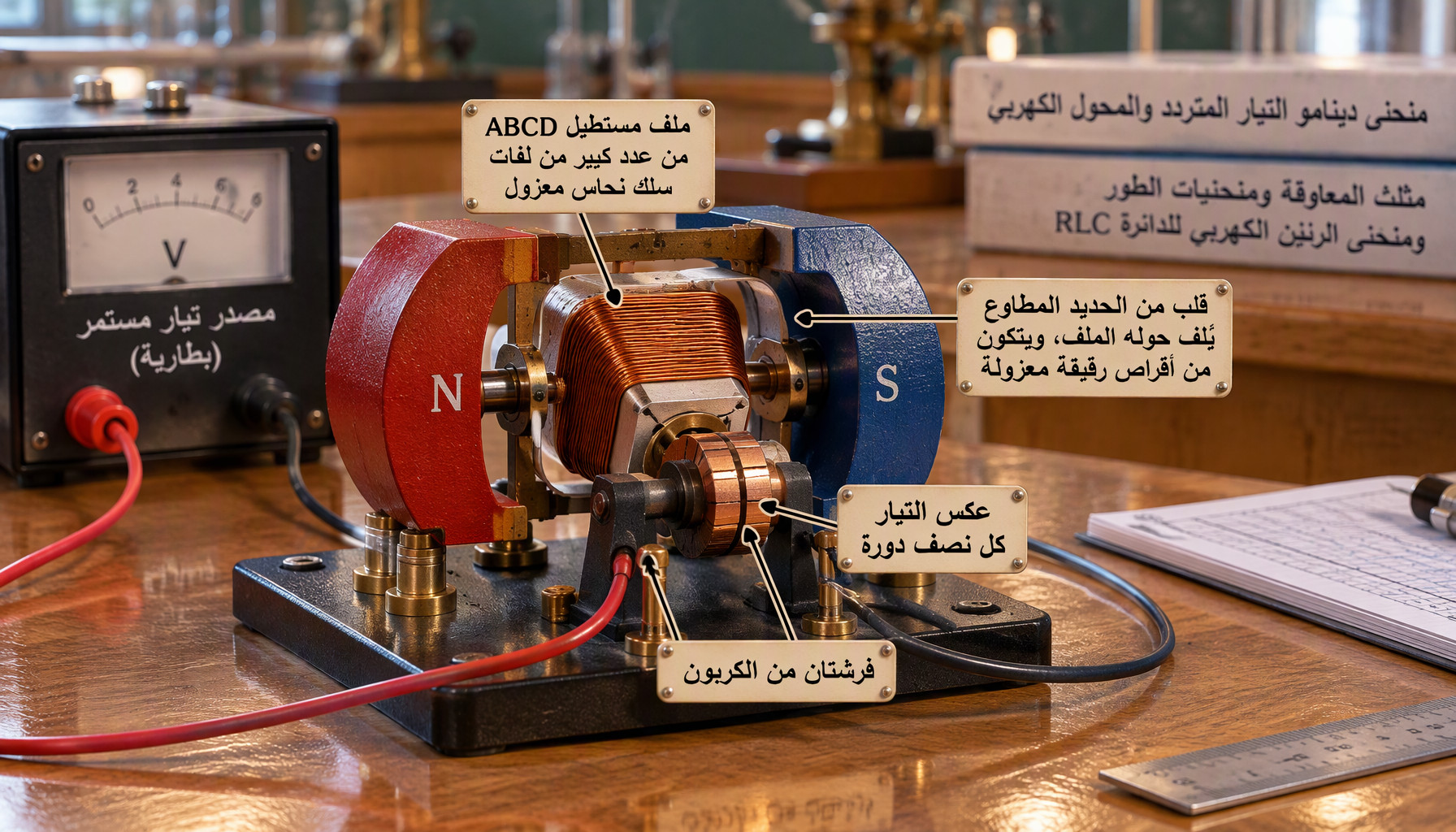 المحرك الكهربي (الموتور) ذو التيار المستمر — الفكرة والتركيب