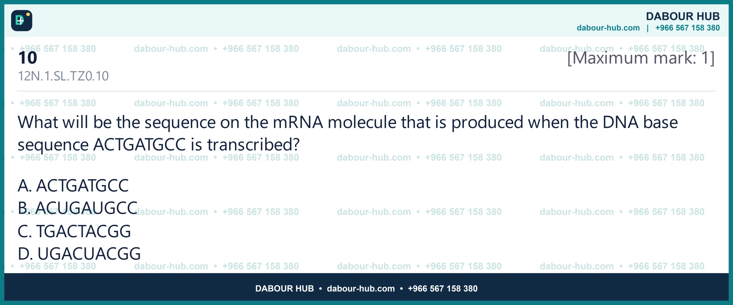 Dr Dabour Hub Science Diagram and Course Material