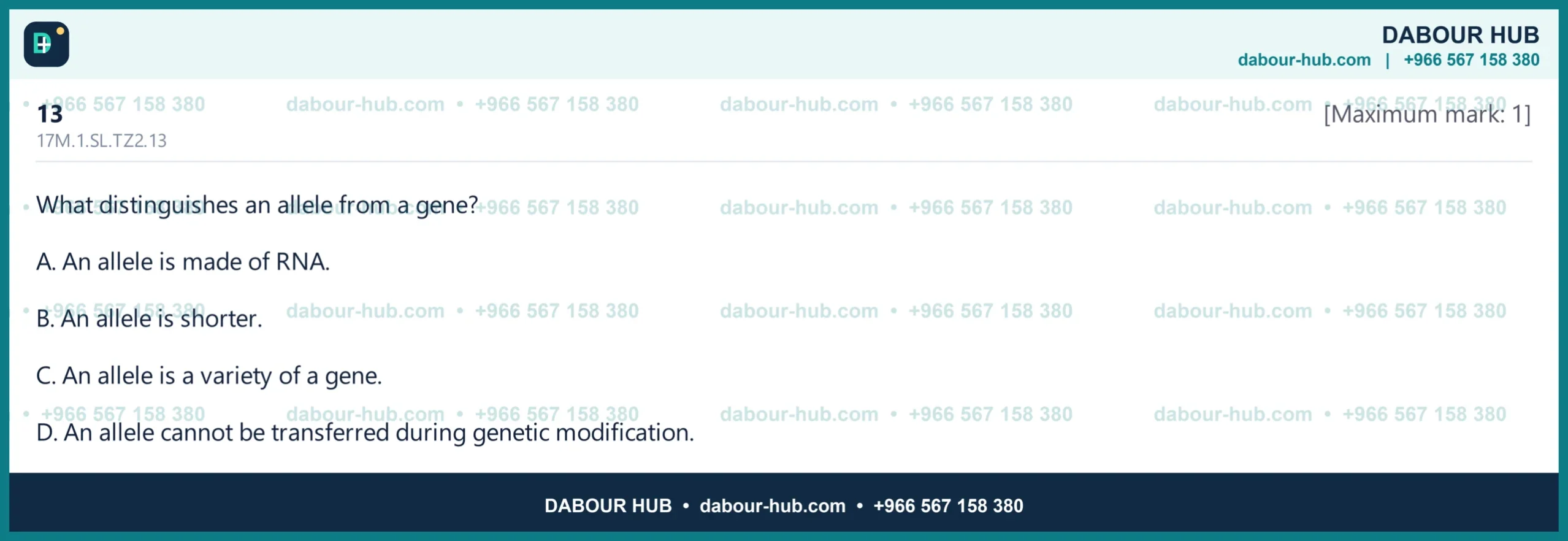 Dr Dabour Hub Science Diagram and Course Material