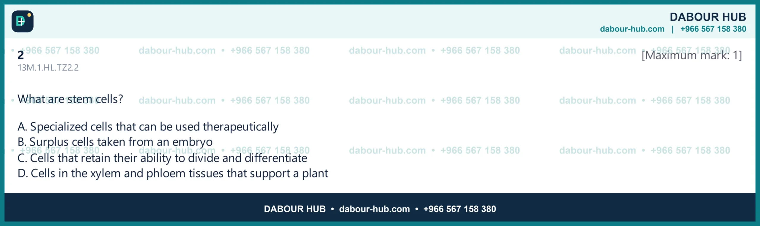 Dr Dabour Hub Science Diagram and Course Material