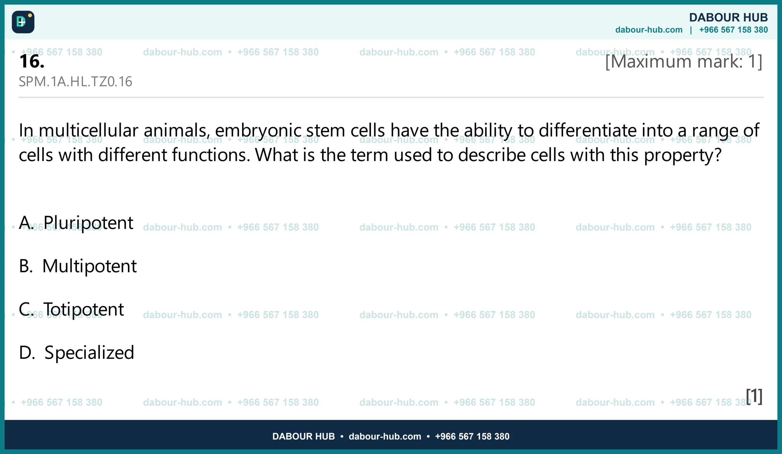 Dr Dabour Hub Science Diagram and Course Material