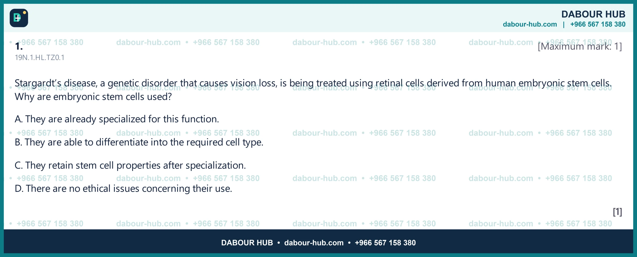 Dr Dabour Hub Science Diagram and Course Material
