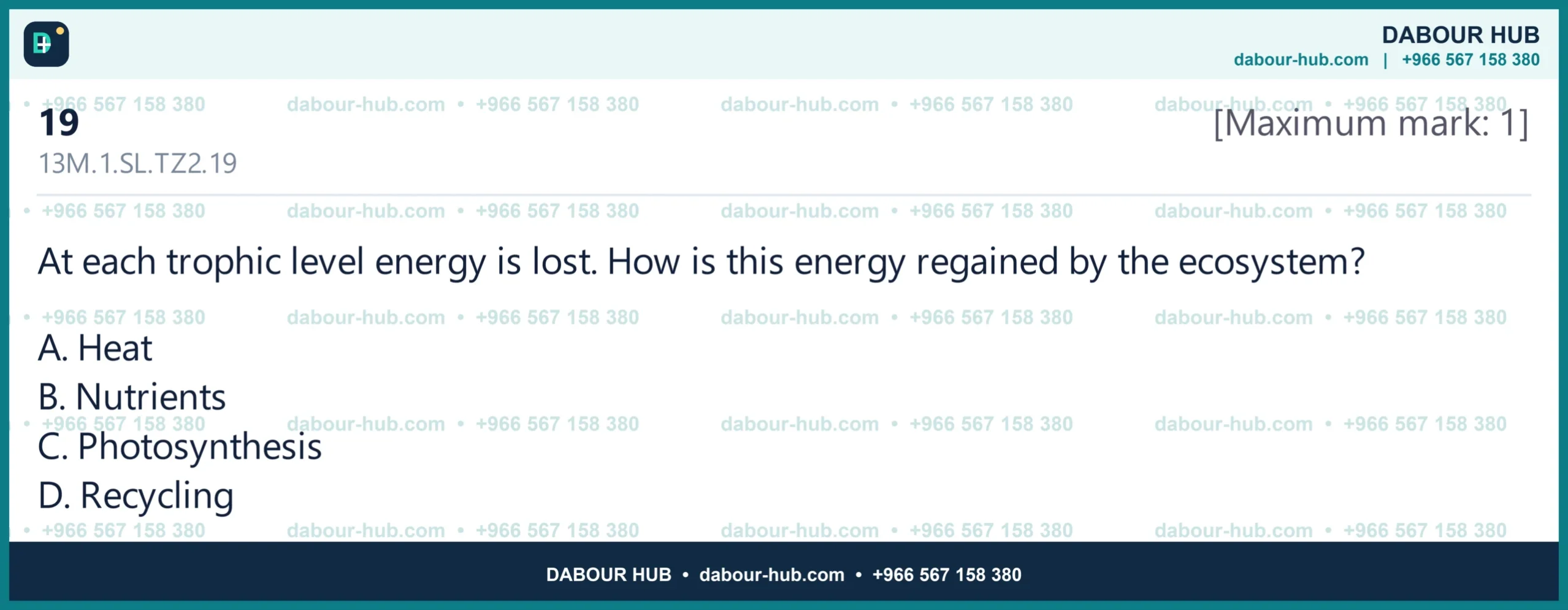 Dr Dabour Hub Science Diagram and Course Material