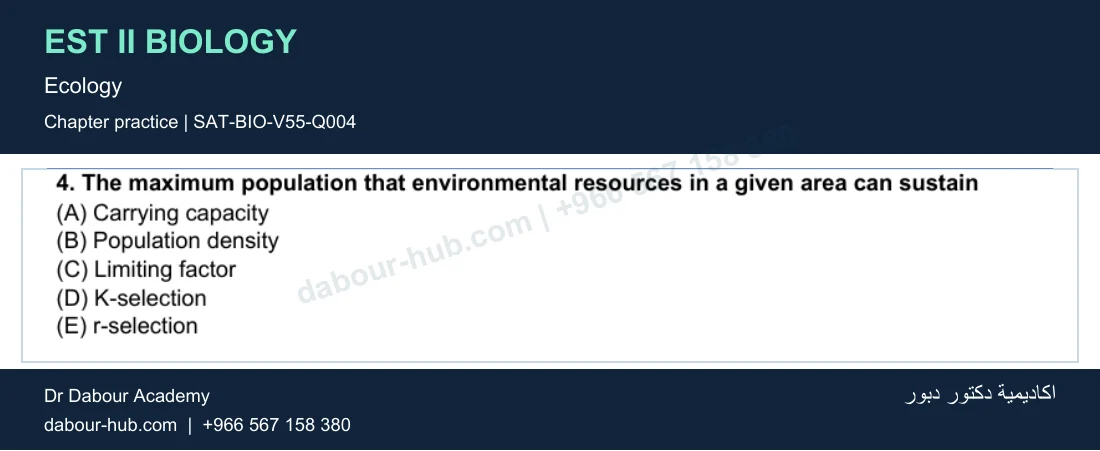EST II Biology — Ecology — practice question 3 (SAT-BIO-V55-Q004)