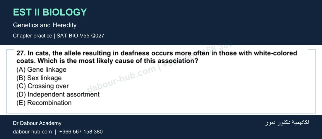 EST II Biology — Genetics and Heredity — practice question 2 (SAT-BIO-V55-Q027)
