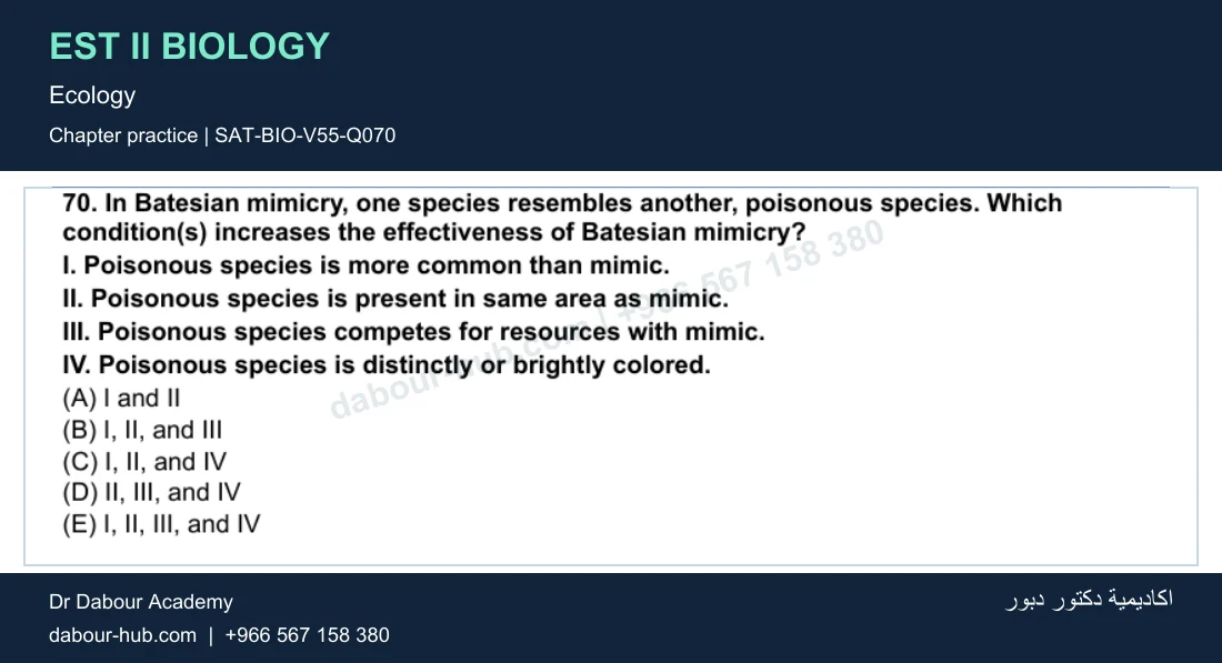 EST II Biology — Ecology — practice question 18 (SAT-BIO-V55-Q070)