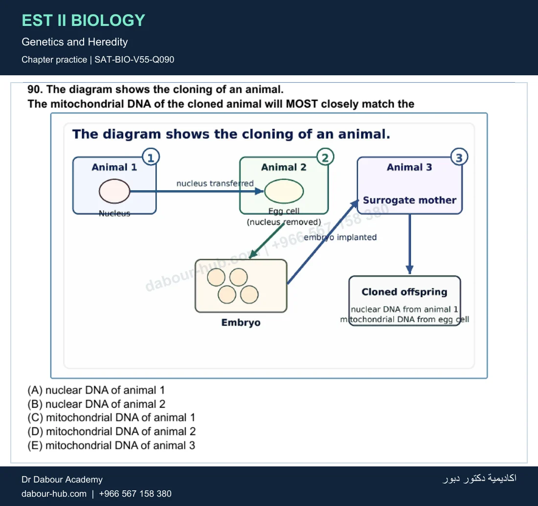 EST II Biology — Genetics and Heredity — practice question 18 (SAT-BIO-V55-Q090)