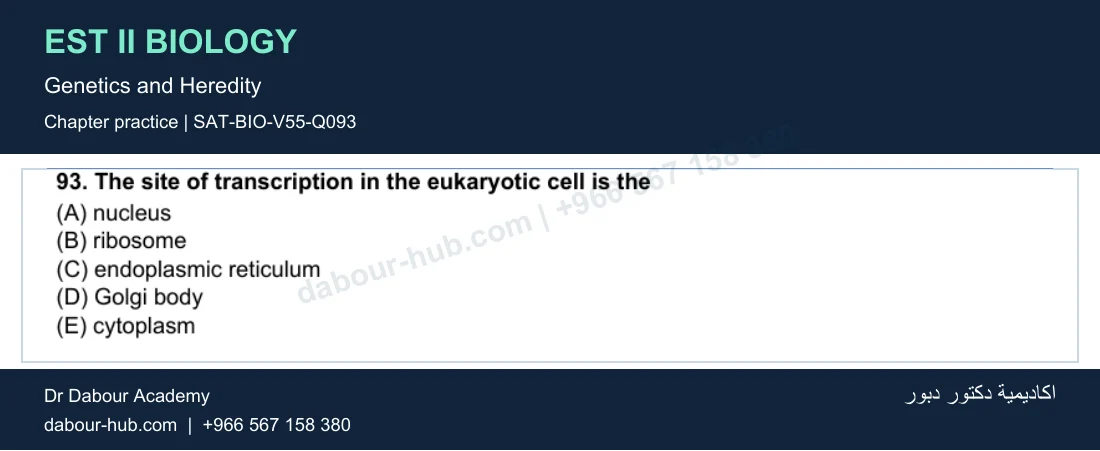 EST II Biology — Genetics and Heredity — practice question 20 (SAT-BIO-V55-Q093)
