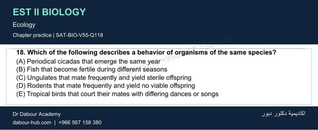EST II Biology — Ecology — practice question 28 (SAT-BIO-V55-Q118)