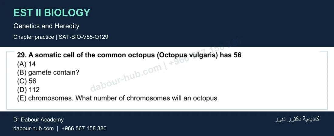 EST II Biology — Genetics and Heredity — practice question 32 (SAT-BIO-V55-Q129)