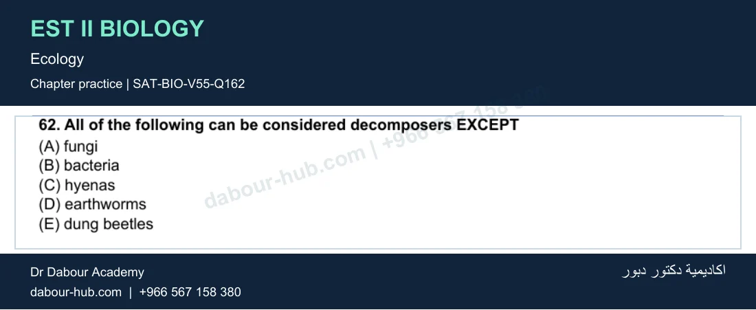 EST II Biology — Ecology — practice question 35 (SAT-BIO-V55-Q162)