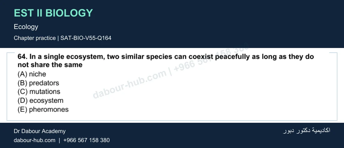 EST II Biology — Ecology — practice question 37 (SAT-BIO-V55-Q164)