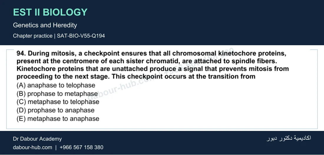 EST II Biology — Genetics and Heredity — practice question 49 (SAT-BIO-V55-Q194)