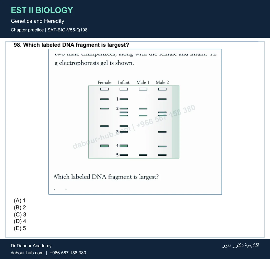 EST II Biology — Genetics and Heredity — practice question 50 (SAT-BIO-V55-Q198)