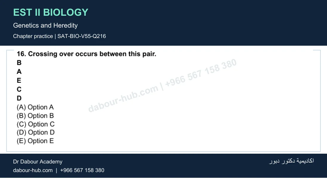 EST II Biology — Genetics and Heredity — practice question 58 (SAT-BIO-V55-Q216)