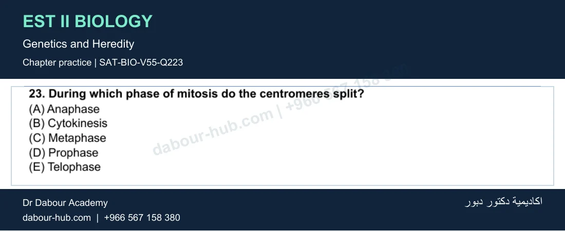 EST II Biology — Genetics and Heredity — practice question 59 (SAT-BIO-V55-Q223)