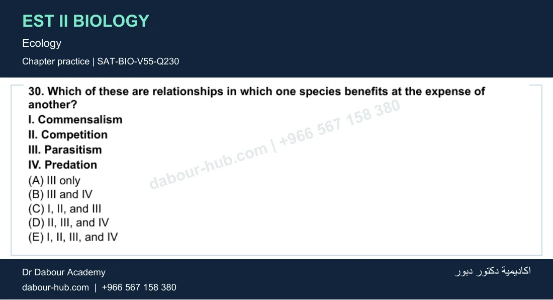 EST II Biology — Ecology — practice question 54 (SAT-BIO-V55-Q230)