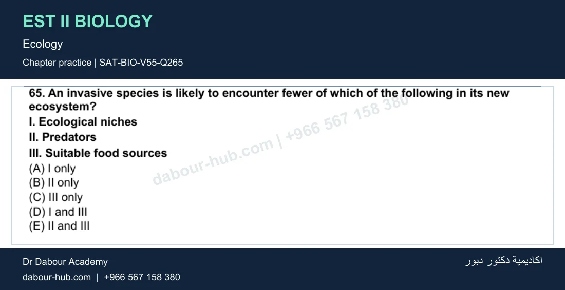 EST II Biology — Ecology — practice question 66 (SAT-BIO-V55-Q265)