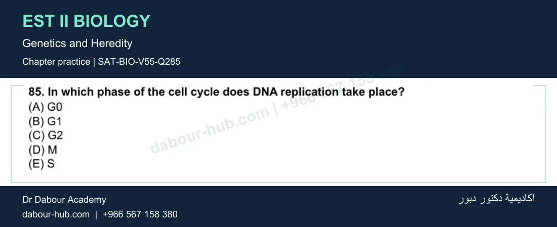 EST II Biology — Genetics and Heredity — practice question 69 (SAT-BIO-V55-Q285)
