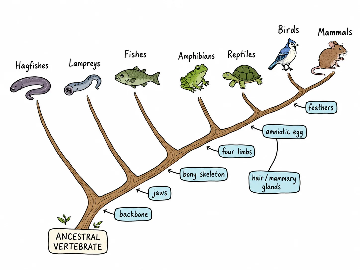 Vertebrate Evolution Cladogram — Semantic Redraw