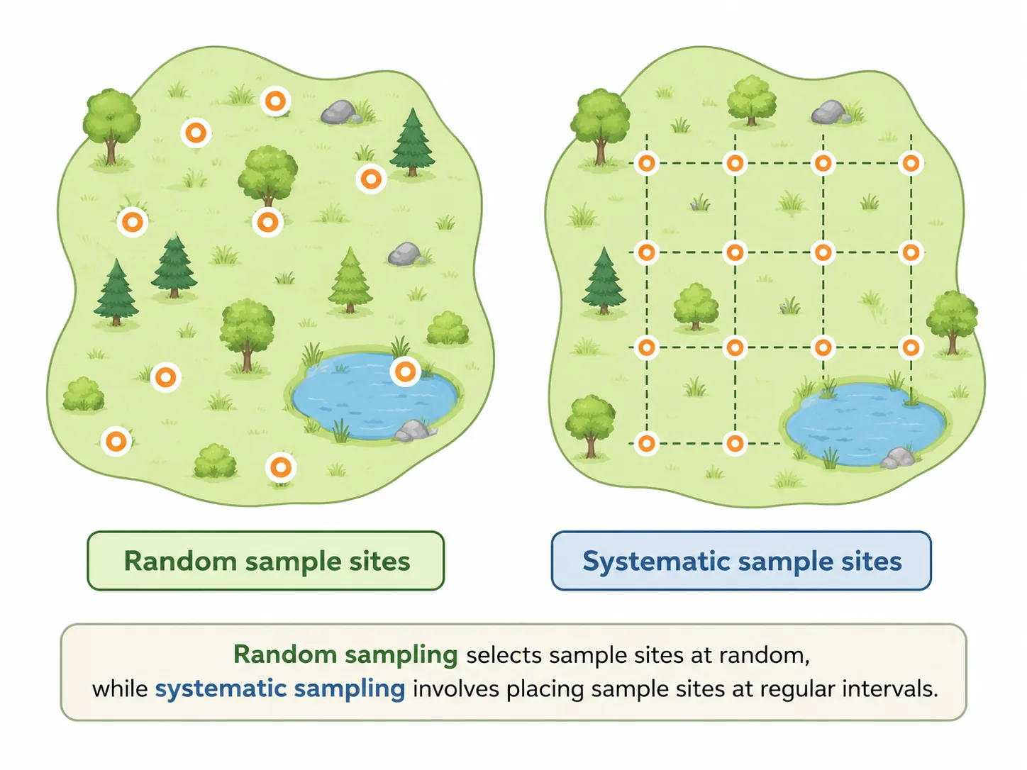 Random versus systematic sample sites in a habitat