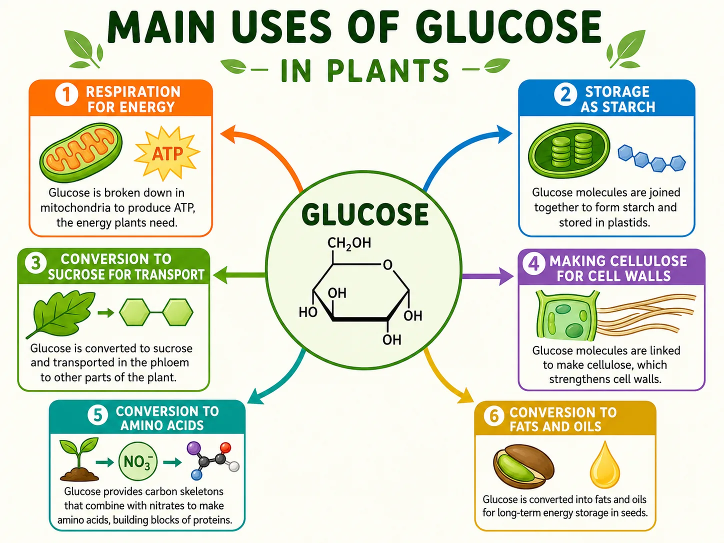 Main Uses of Glucose in Plants — 2D Simulation
