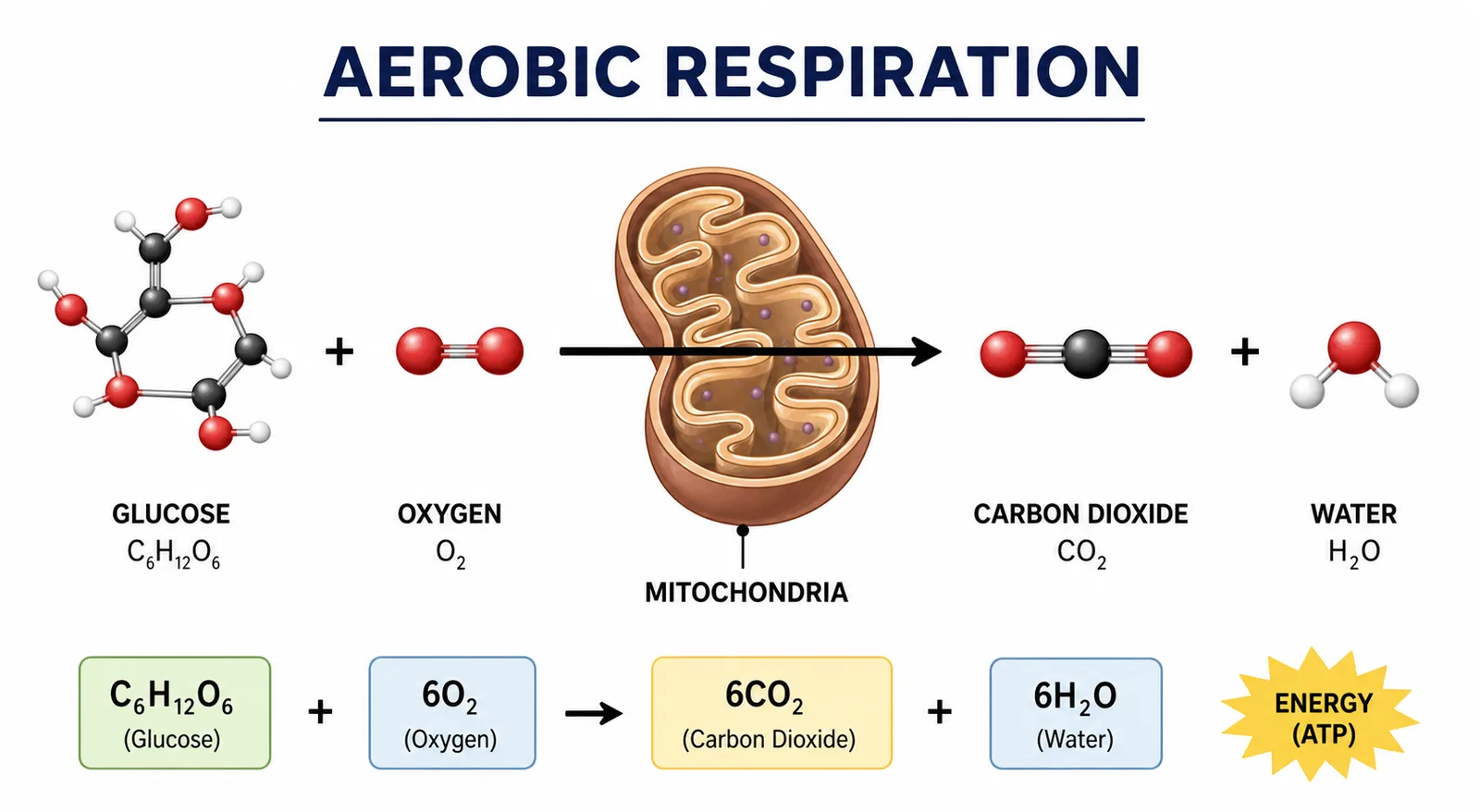 Aerobic respiration equation and mitochondrion