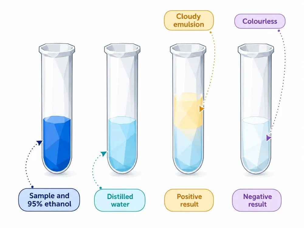 Ethanol emulsion test for lipids: results in test tubes