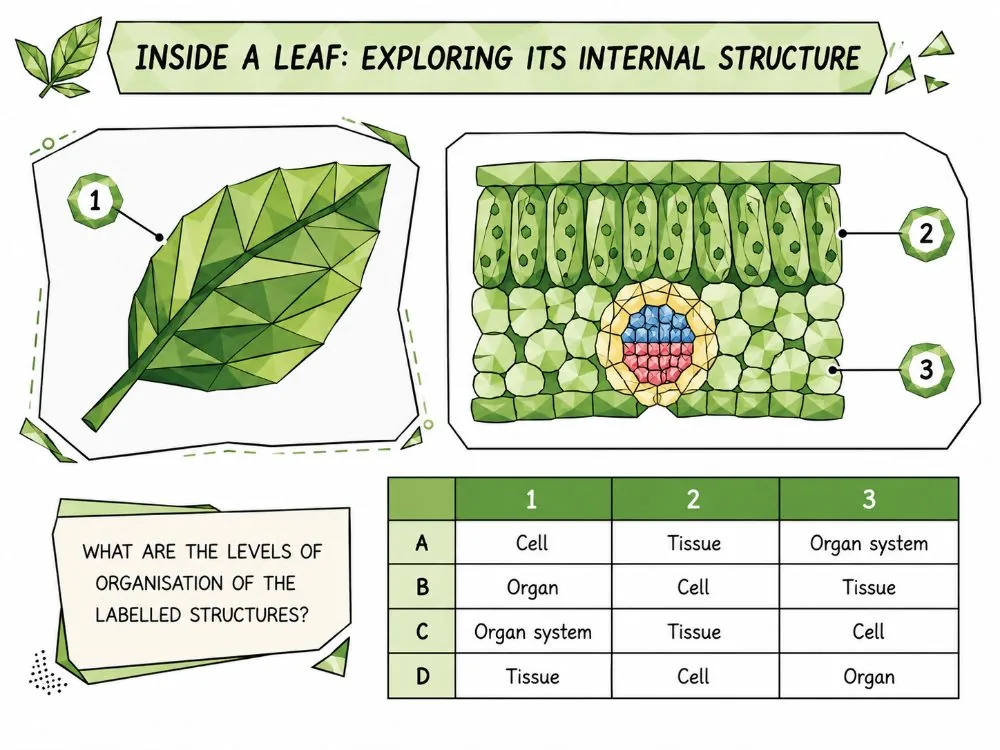 Inside a leaf: levels of organisation question