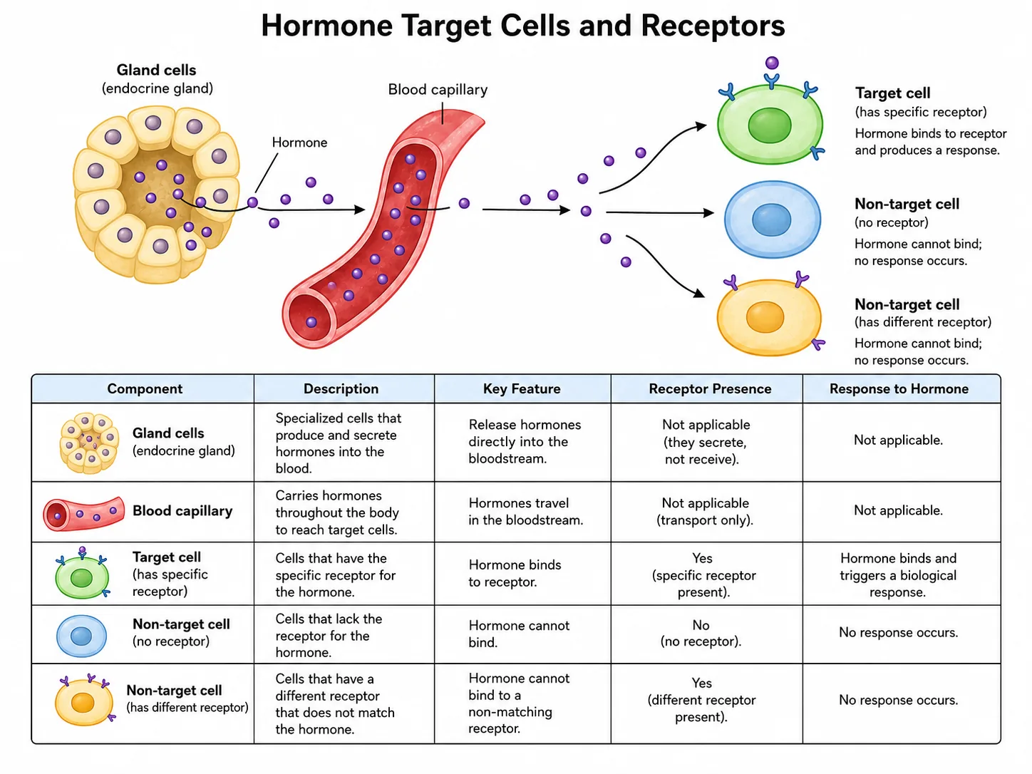 Hormone Target Cells and Receptors