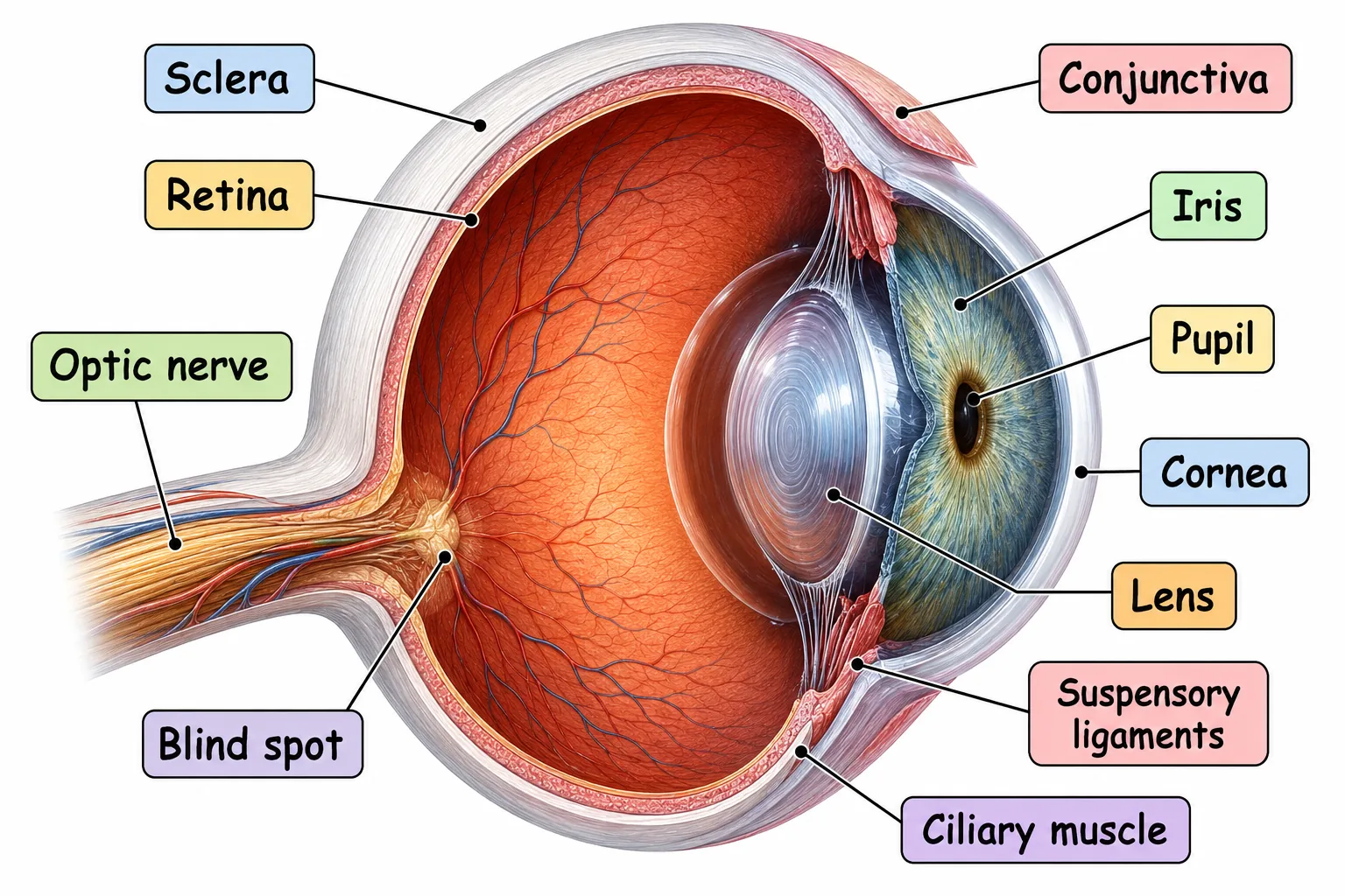 Eye structure (labelled)