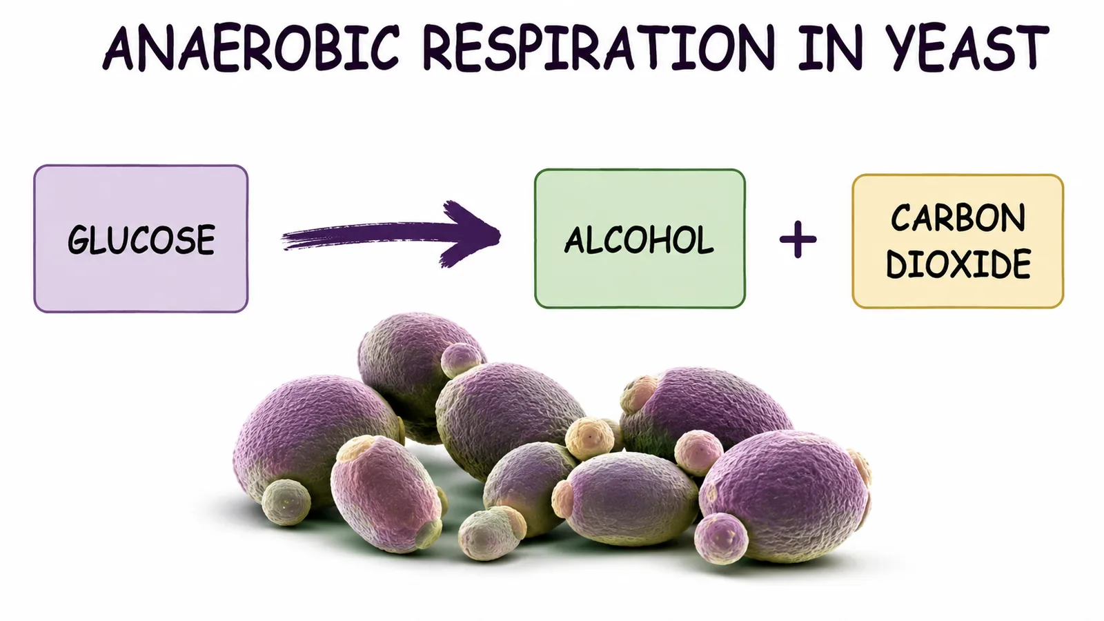 Anaerobic respiration in yeast: glucose to alcohol and carbon dioxide