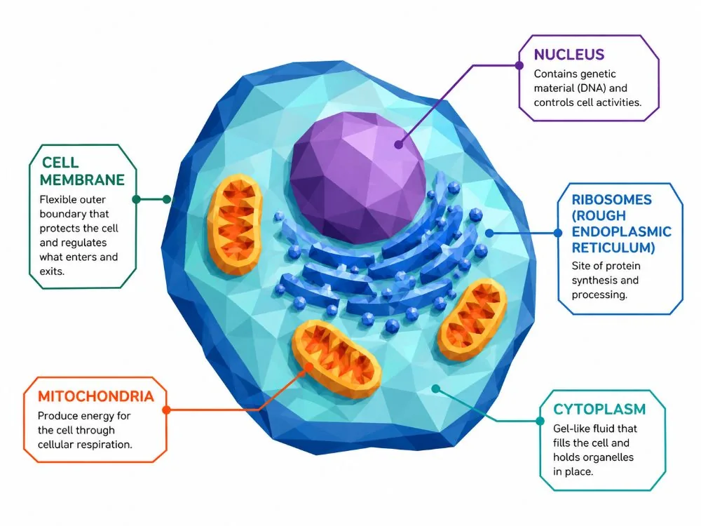 Animal cell (detailed labelled)