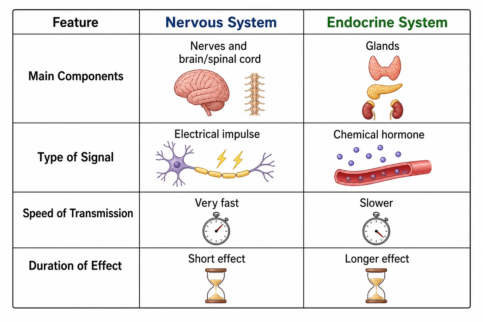 Nervous System vs Endocrine System