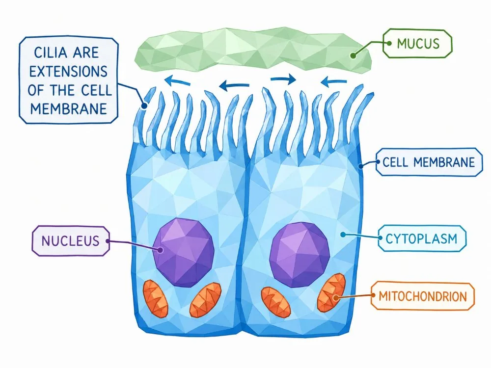 Ciliated cell with mucus
