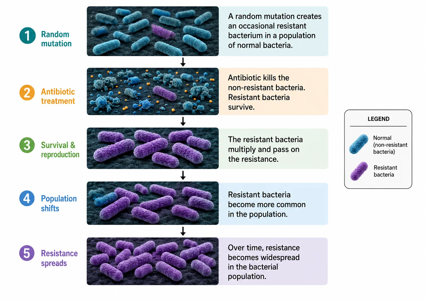 Antibiotic resistance evolves in bacteria