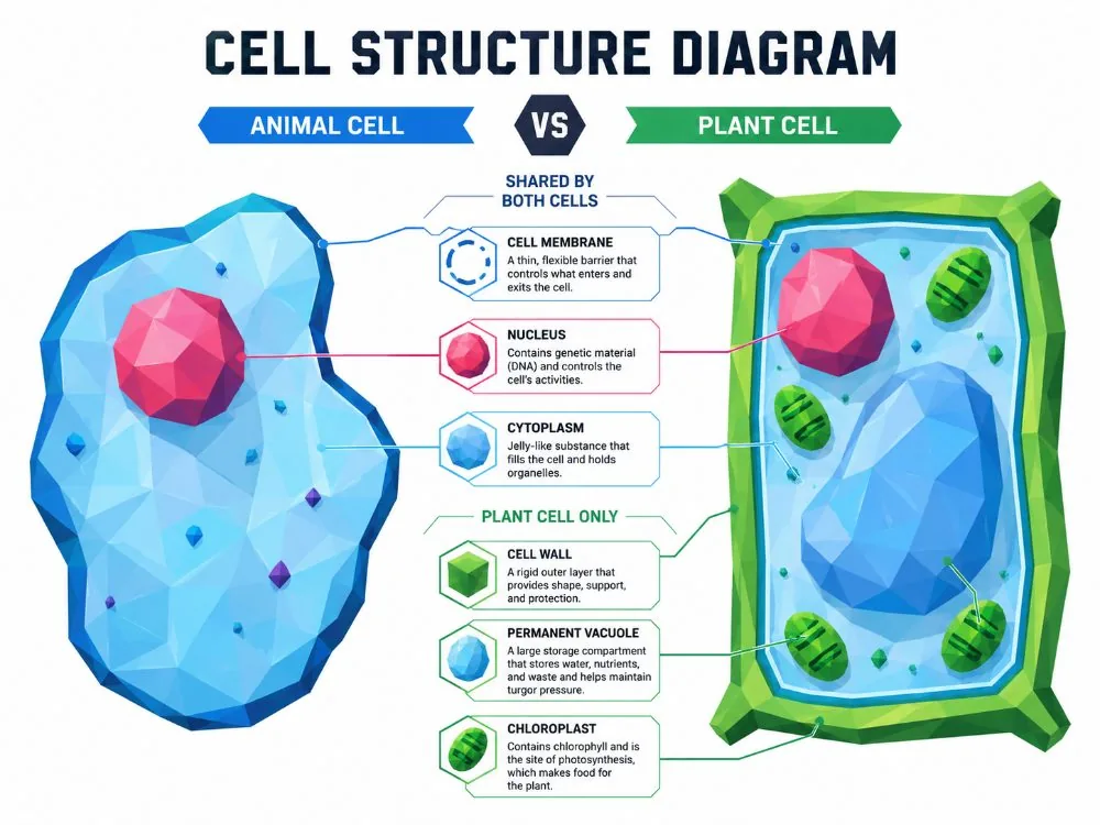 Cell structure: animal vs plant