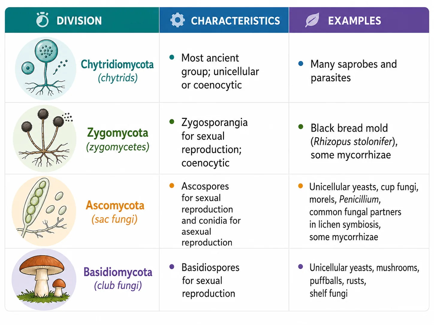fungi divisions