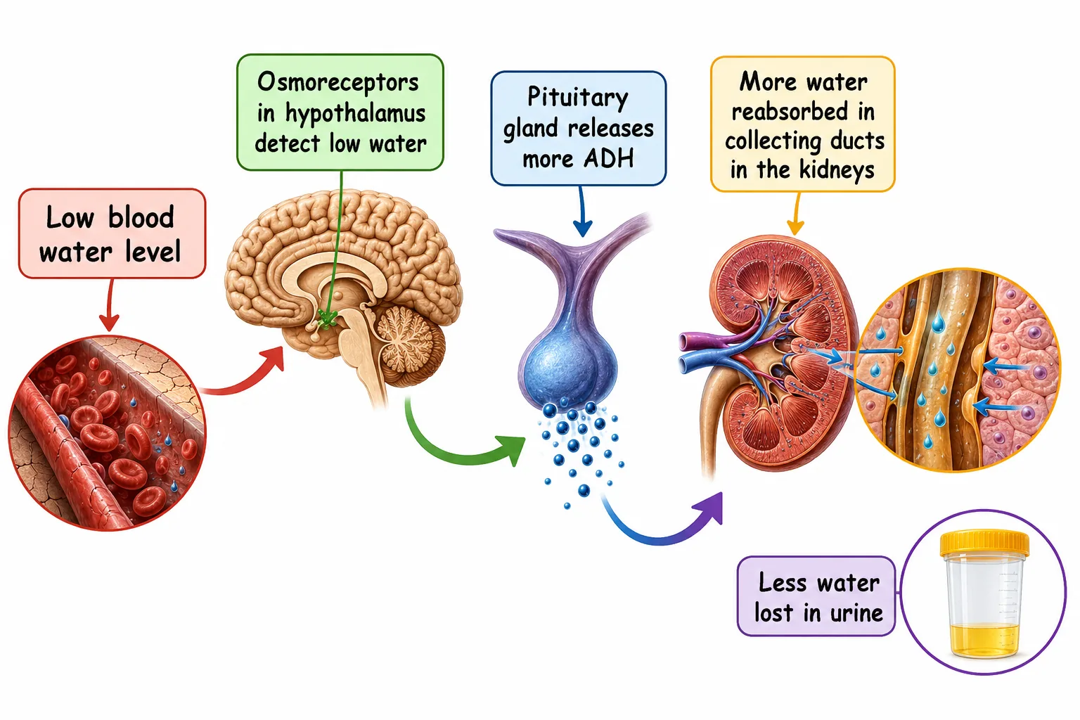 Water balance: osmoreceptors, ADH and the kidney