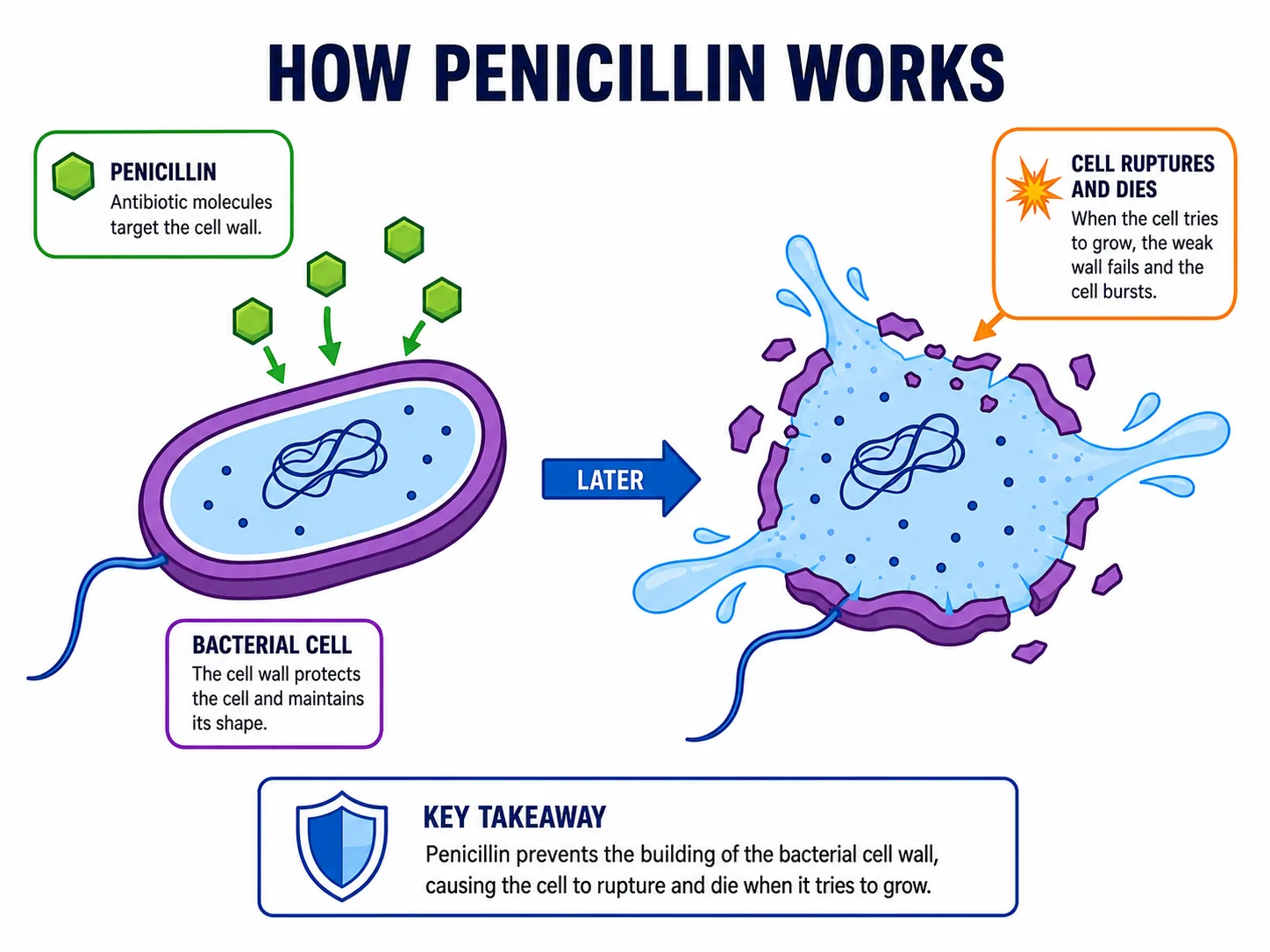 How penicillin works on bacterial cell wall