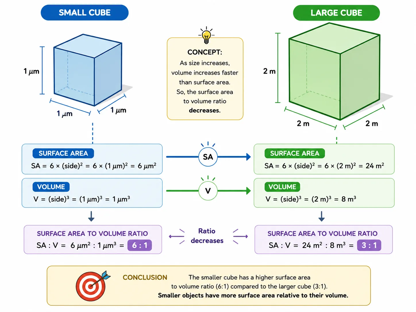 Surface area to volume ratio of cubes