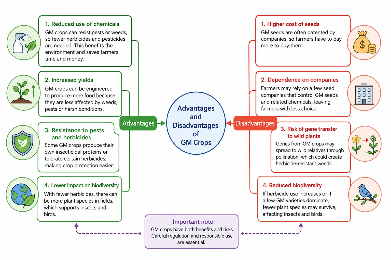 Advantages and disadvantages of GM crops