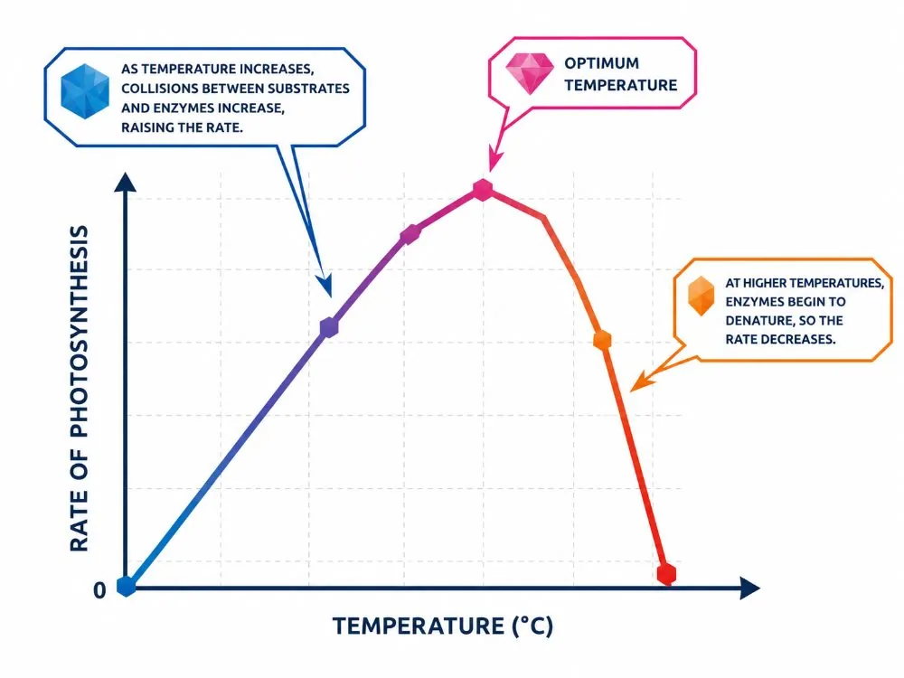 Effect of temperature on rate of photosynthesis (graph)