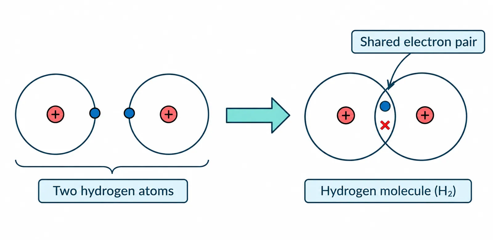 Shared electron pair in hydrogen covalent bonding