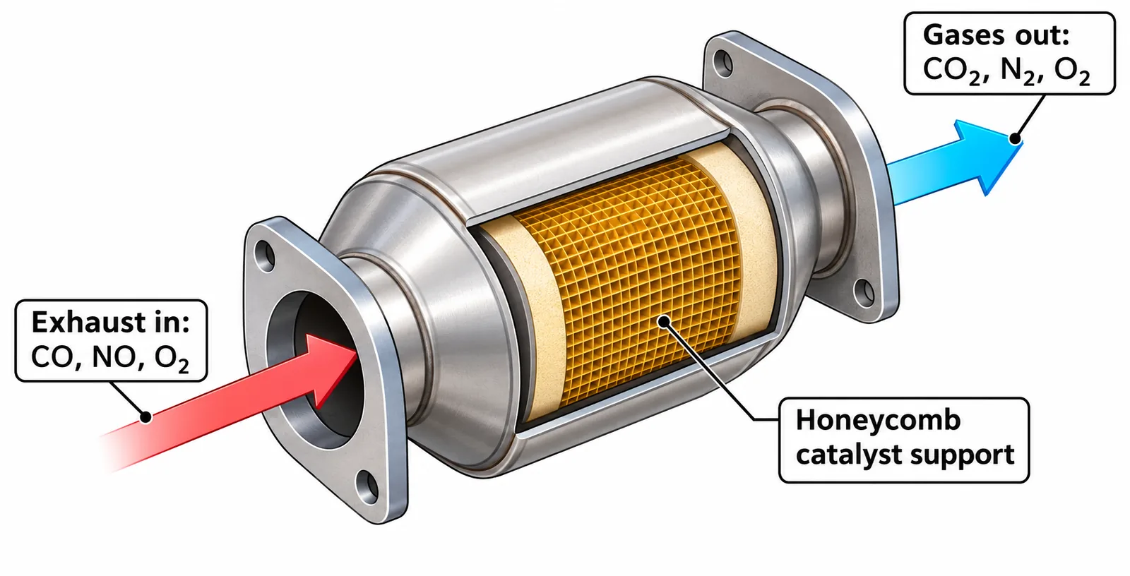 catalytic converter honeycomb cutaway